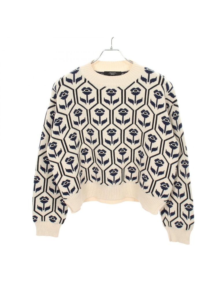 Max Mara Week End Knit Odeon Cotton Jacquard Ivory Sweater